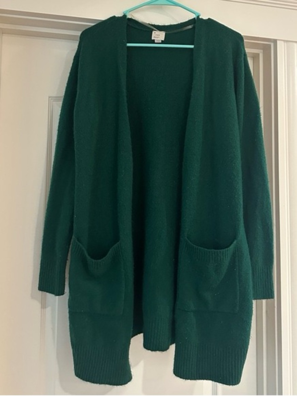 A New Day Cozy Dark Green Open-Front Cardigan